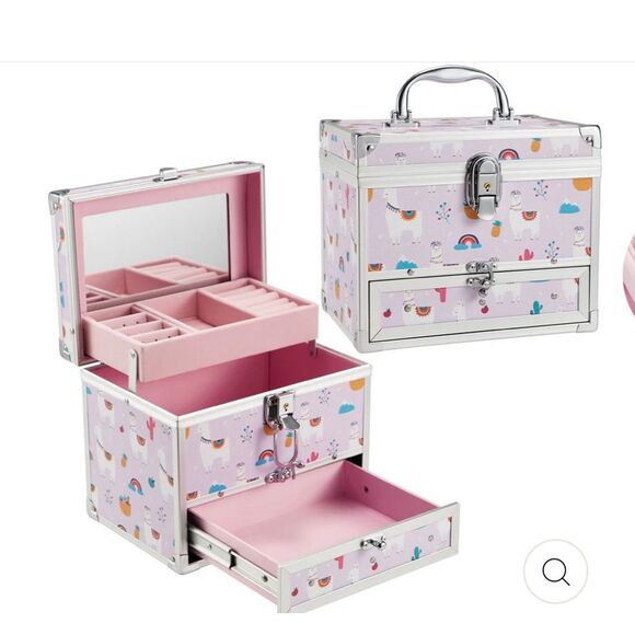 NEW RAINBOW ALPACA PATTERN JEWELRY MAKEUP CASE 82Z GIRLS - Picture 1 of 13